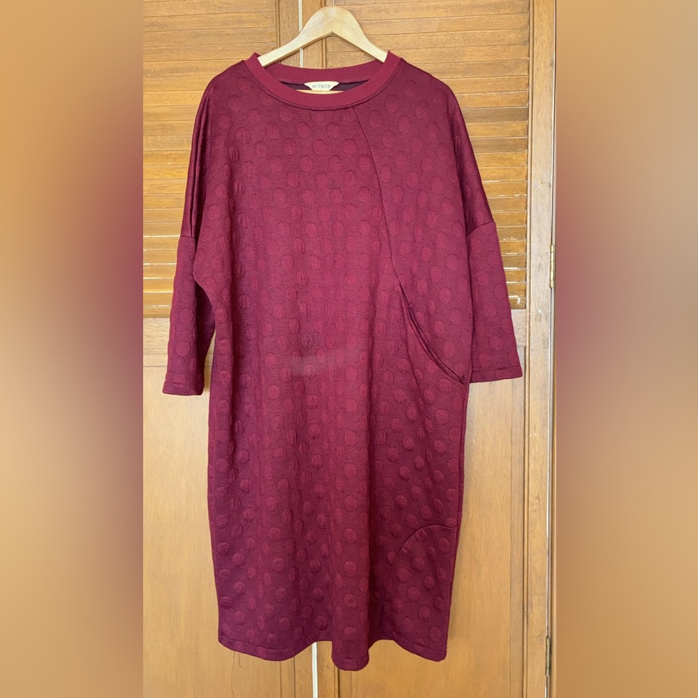 Chic Long Sleeve Burgundy Dress